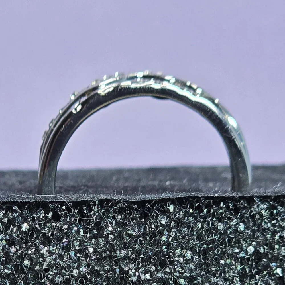 Set Of 3 Mountain-Inspired Silver-Tone Stacking Rings With Crystal Accents Size‎